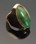 Henning Ulrichsen, ring med grøn agat, 14 kt. guld