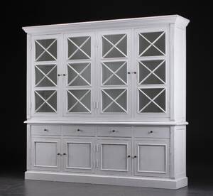 Stort vitrineskab, hvid antikbemaling 2