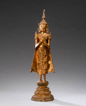 Thailandsk figur af bronze, 1900-tallet