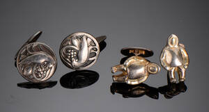 Georg Jensen og Ole Helm, To par manchetknapper af sølv 4