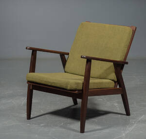Lænestol af teak, hynder med uld, 19501960