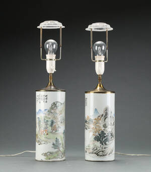 Par kinesiske bordlamper, 1900-tallet 2 