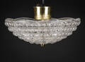 Carl Fagerlund for Orrefors. Loftslampe af glas og messing 