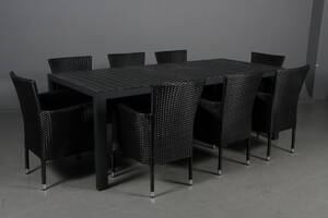 Havemøbelsæt. Otte armstole samt artwood bord. 9