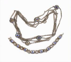 Halsband samt armband, silver