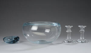 Holmegaard bowle, par lysestager, askebæger 4