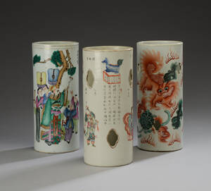 Tre kinesiske hatstands af porcelæn, 18001900-tallet 3