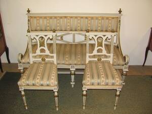 SOFFA, 2 STOLAR, SKURNA CA 1880
