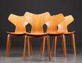 Arne Jacobsen. Fire Grand Prix stole, teaktræ 4 