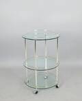Filigraner Beistelltisch  Etagere mit Rollen in Metall und Glas