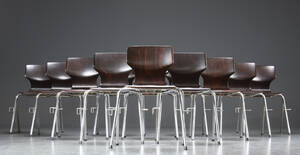 Pagholz. 12 stabelstole, omkring 1970 12 Denne vare er sat til omsalg under nyt varenummer 4444475