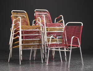 Elleve havestole, metal og plastik 11