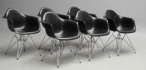 Charles Eames. Sæt på seks armstole, model DAR 6