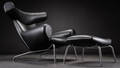Hans J. Wegner. Ox-Chair lænestol med tilhørende skammel, model EJ 100 2 