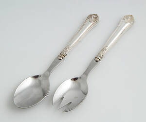 Cohr. Saksisk salatsæt med skafter af sølv 2