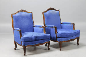 Fåtöljer, Rokokostil, blå klädsel 2