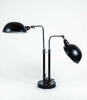 Bordslampa med 2 st höj och sänkbara skärmar, svart, Funkis-stil