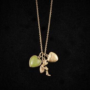 Halskedja, 18 k. Med tre berlocker