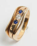 Vintagering med safirer og diamant