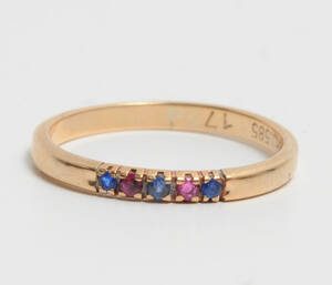 Bræmer Jensen - Alliancering med safirer og rubiner - 14 kt. guld