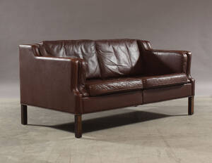 Dansk Møbelproducent, to-pers. sofa, brunt skind