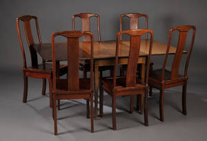 Empireform klapbord og seks orientalske stole af mahogni 7