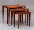 Severin Hansen - Haslev møbelfabrik Indskudsborde af palisander. 3 