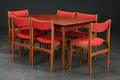 Spisebord af teak, seks spisestole, 1950erne 7 Denne vare er sat til omsalg under nyt varenummer 4832204