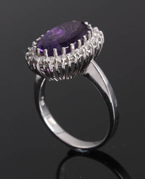 Roset ring, 14 kt hvidguld, 1950erne