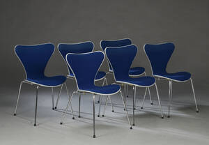 Arne Jacobsen. Seks syverstole model 3107 6 Denne vare er sat til omsalg under nyt varenummer 4843158