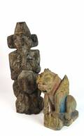 Indische Holzfiguren, Ganesia und Naga Drache 2 