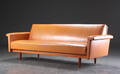 Sovesofa betrukket med læder, 1950erne