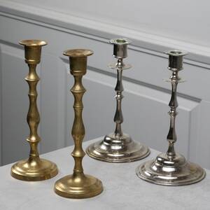 LJUSSTAKAR, 2 par, mässing och vitmetall