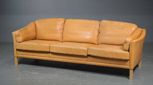 Tre-pers. sofa af bøg  læder