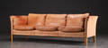 Mogens Hansen. Tre-pers. sofa betrukket med læder, model 2225