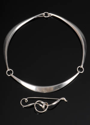 Georg Jensen sølvbroche samt Hans Hansen collier 2
