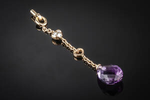 Ole Lynggaard nøglevedhæng af guld 18 kt. med ametyst og brillanter