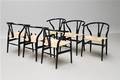 Hans. J. Wegner. Sæt på seks sorte Y- stole