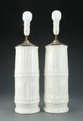 Par bordlamper af fajance i form af bambusstammer, 1900-tallet 2 Denne vare er sat til omsalg under nyt varenummer 4242838