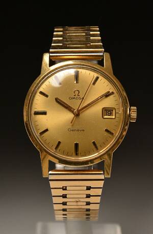 Omega Genève herrearmbåndsur af forgyldt stål