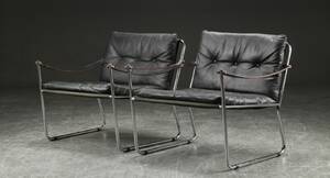 Par lænestole, læder og metal, 1900-tallets sidset halvdel 2