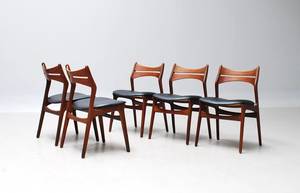 Erik Buck 1923-1982. Sæt på fem stole i teak. 5