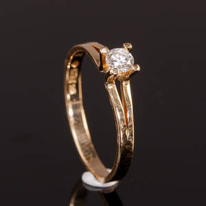 Solitairering, 18 kt guld, 0.19 ct. 