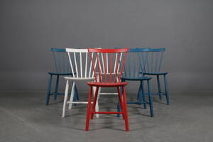 Poul M. Volther. Seks stole i bemalet bøg. 6  