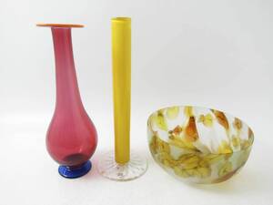 Konstglas, 3 delar. bla Orrefors