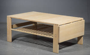 Sofabord af bøg med klap og underhylde