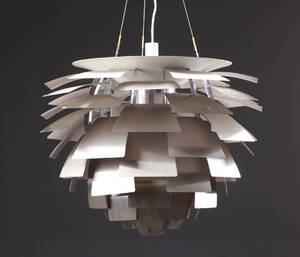 Poul Henningsen. Pendel, Koglen børstet stål Ø 84 cm 