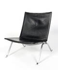 Poul Kjærholm. Lænestol, model PK22, sort læder. Denne vare er sat til omsalg under nyt varenummer 4836488