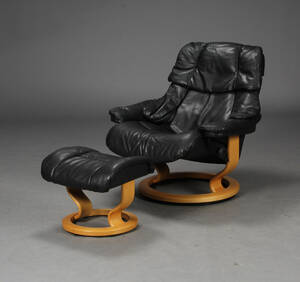 Stressless. Lænestol med skammel, sort læder 2