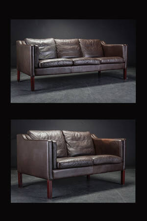 Dansk møbelproducent, Tre-pers. sofa samt to-pers. sofa, læder 2